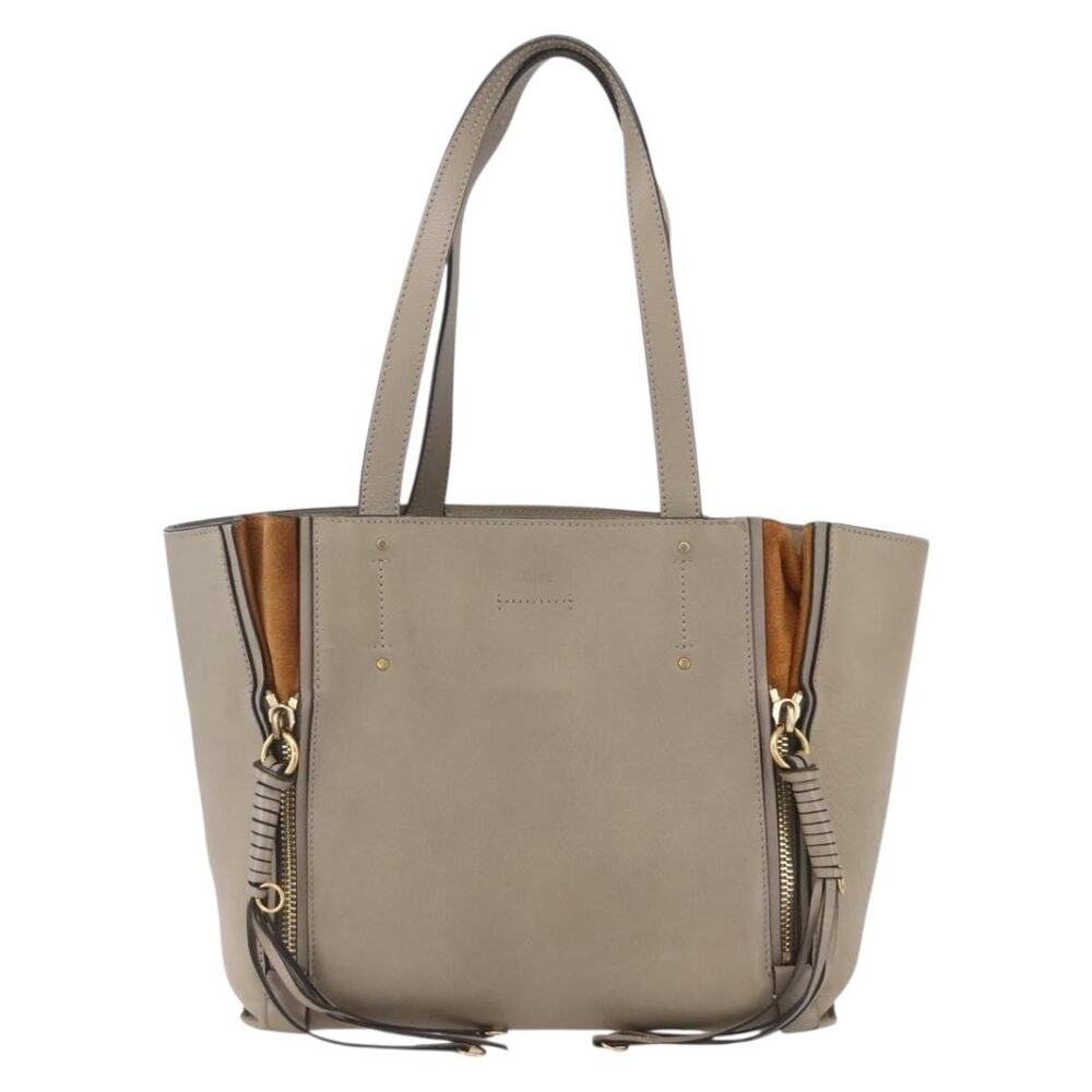 Chloe Leather Milo Tote Bag Beige